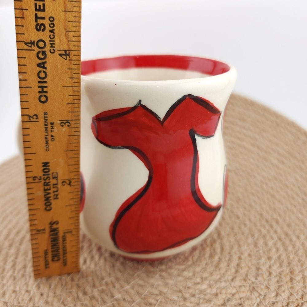 Gail Pittman‎ Red Dress Heart Mug Retired Cup VTG 2005 Signed Studio Pottery - Picture 8 of 9